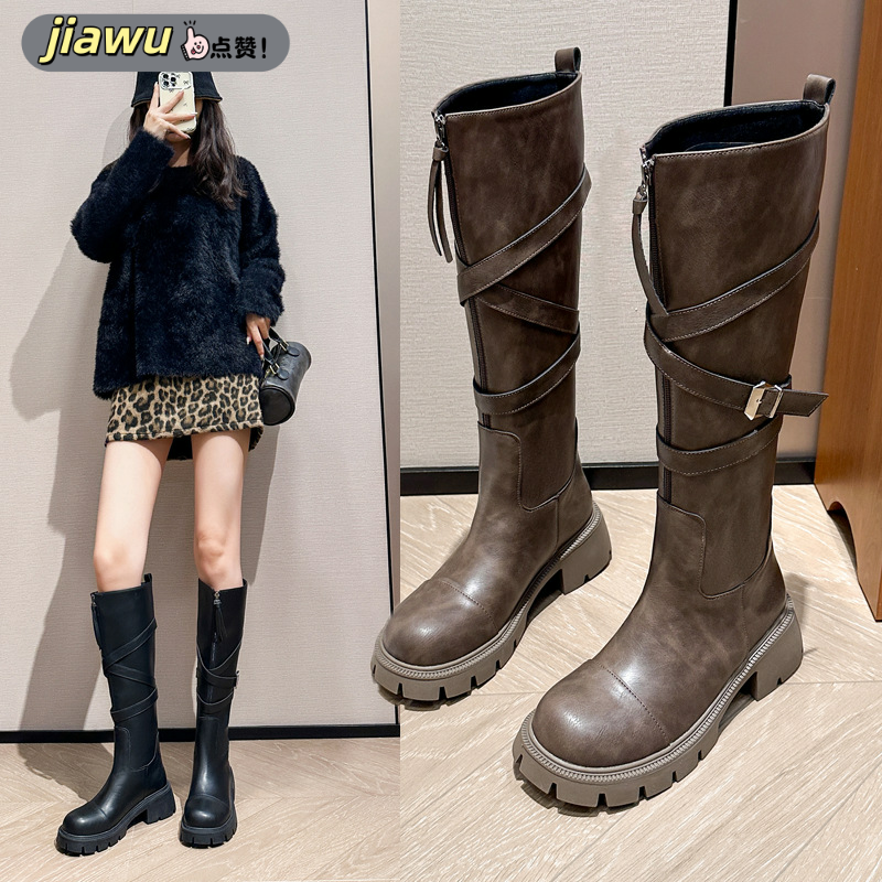 休闲新款秋冬新粗腿靴子时装靴