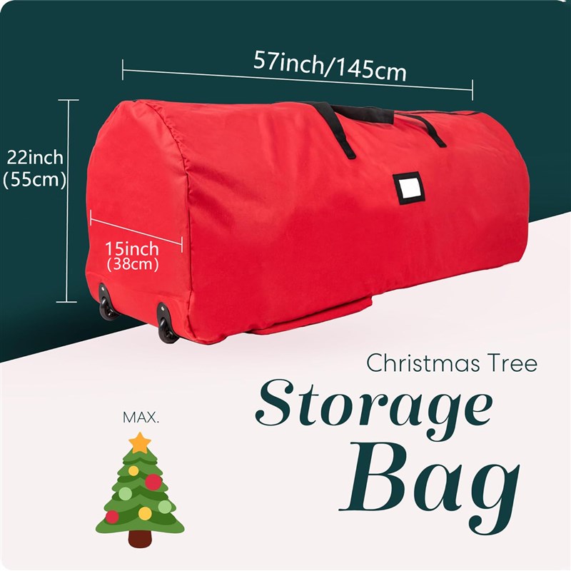 圣诞节人造圣诞树收纳袋携带把手和轮子600D牛津布节日储物袋