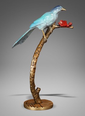 全黄铜喜上眉梢铜摆件喜鹊梅花在枝头家居办公室装饰乔迁开业送礼