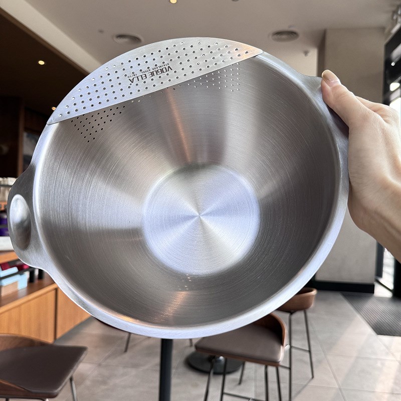 【出口德国】316不锈钢沥水篮圆形硅胶底立式滤水盘厨房淘米漏盆