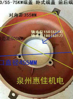 电机前端盖配Y280M-2/4 90KW卧式Y系列Y280平盖75KW-2电机端盖