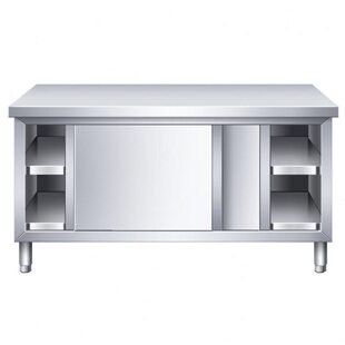 宇威201不锈钢工作台厨房操作台面桌子带门商用打荷台加厚180