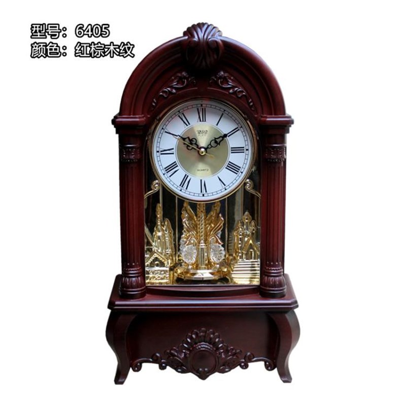 复古钟表座钟客厅家用报时中式坐钟台式老式时钟摆件中式摆北飞霞