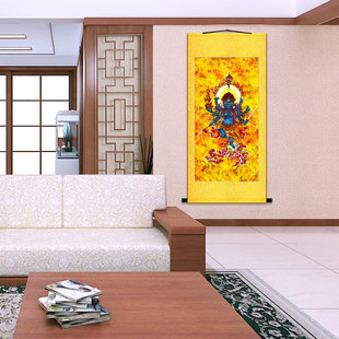 除秽迹物刚菩萨像像画 中式人金画佛 佛堂卷轴挂画装饰画定制订做