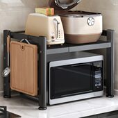 厨房微波炉置物架家用烤箱电饭锅收纳架可伸缩台面多层一体多功能