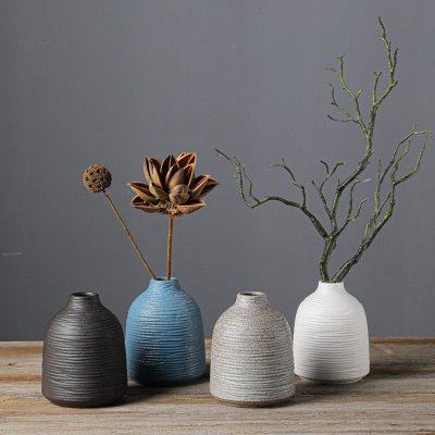 粗陶花器陶瓷花瓶家居装饰简约中式摆件复古禅意餐桌插花水培器皿,家居饰品,花瓶,淘宝优惠券,粉丝福利购,淘宝优惠卷