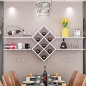 饰架菱形酒格置物架装 墙上酒架壁挂悬挂式 酒瓶架餐厅墙壁装 饰架