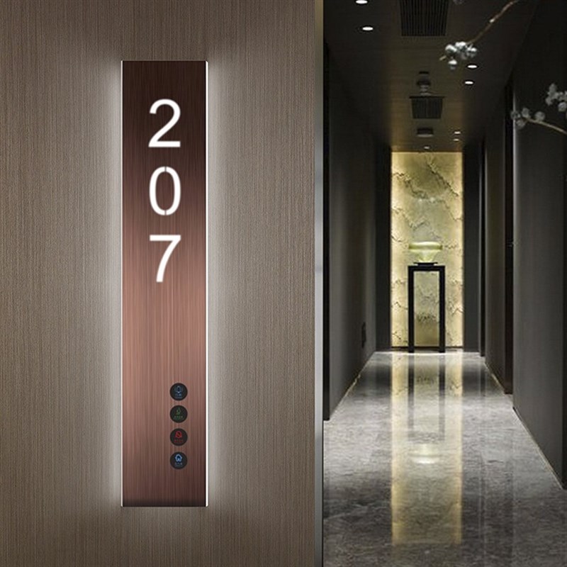 酒店发光门牌宾馆客房门显智能电子门铃清理勿扰棋牌室房间门牌号
