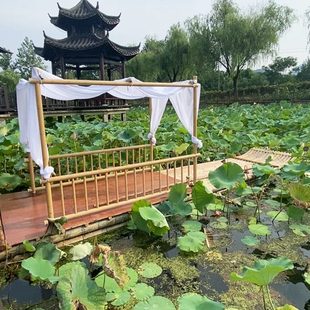 小竹筏竹排船网红水上观光旅游漂流单双层带乌篷钓鱼船定制竹筏船