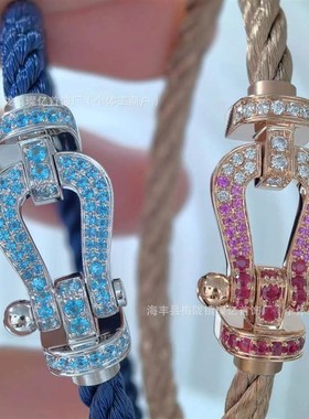 费雷德精工版彩色锆石精致镶嵌镀厚金马蹄扣配饰钢丝手绳轻奢手链