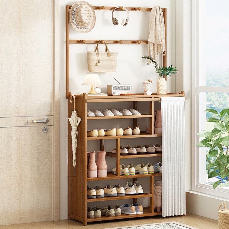 楠竹鞋架架子多层家用门口防尘简易大容量置物架收纳宿舍鞋柜