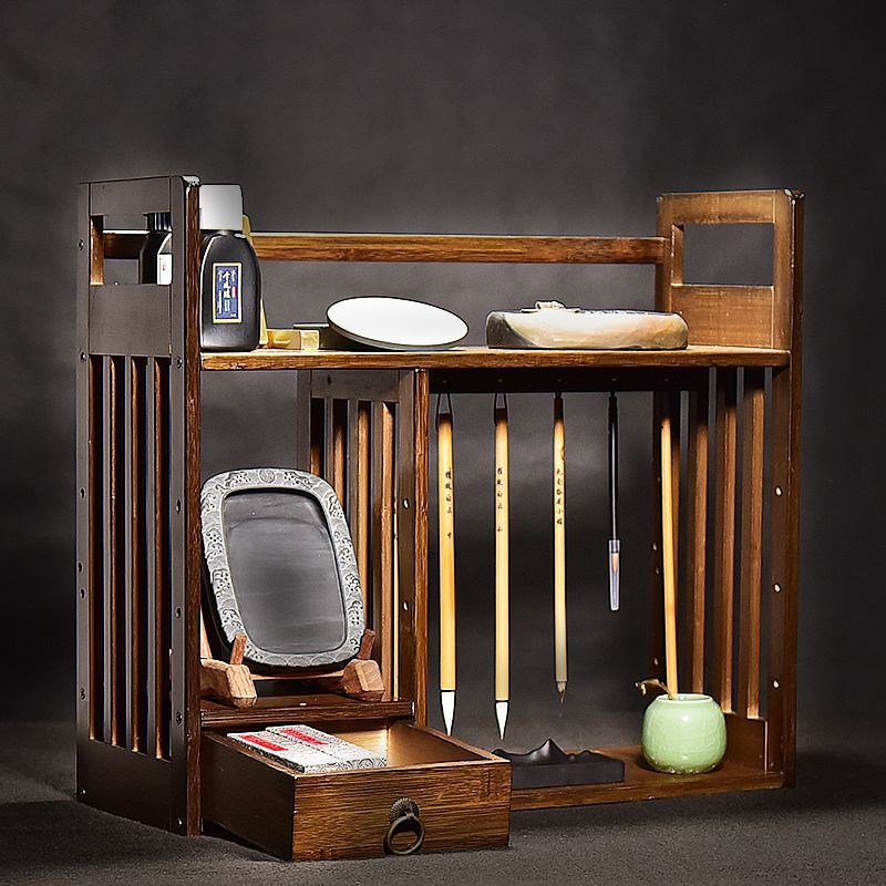 创意摆件博古架书法国画挂架挂毛笔笔架笔挂毛笔架子文房四宝实木