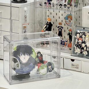透明吧唧谷子收纳展示架柜徽章收纳盒立牌支架展示盒迷你小痛柜放