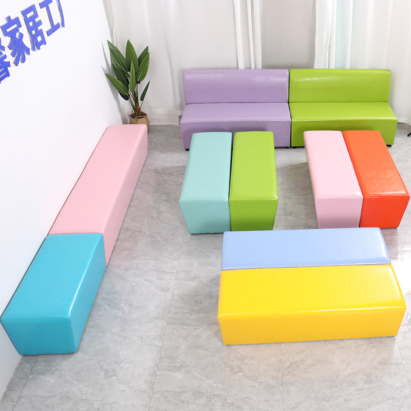 培训机构休息区等候m等待美发店小沙发幼儿园窄沙发椅座椅长条凳