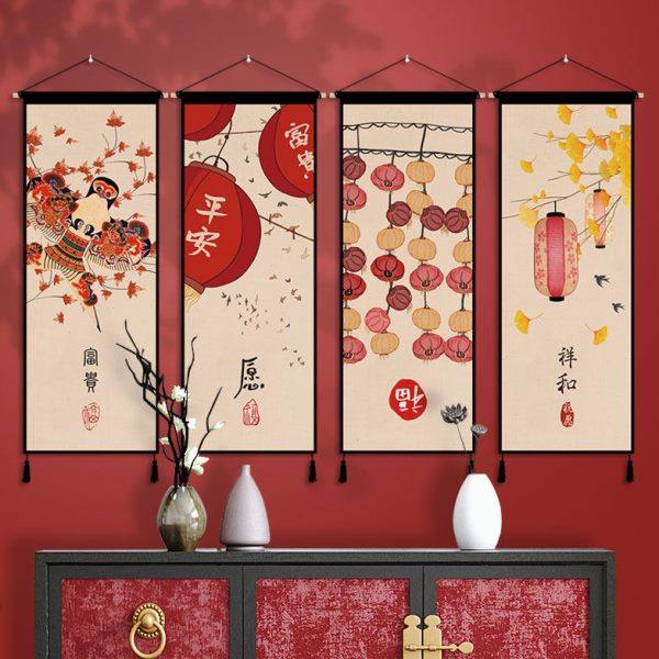 中式墙布挂布中堂画客厅挂画布艺沙发背景墙装饰画寓意好背景挂毯,居家布艺,挂毯/壁毯,淘宝优惠券,粉丝福利购,淘宝优惠卷