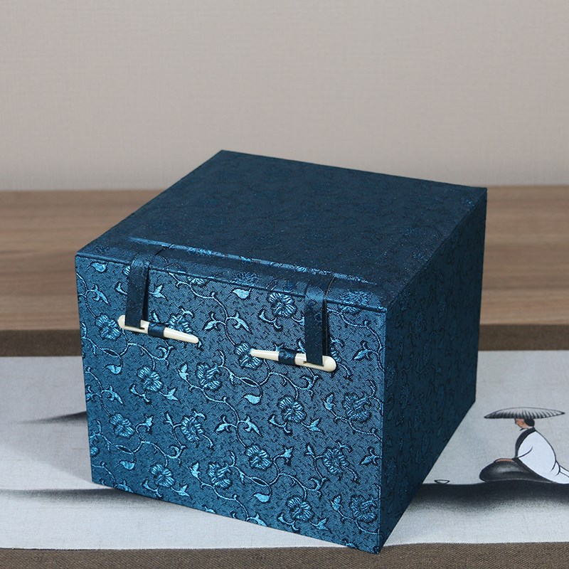 复古骨针扣紫砂h壶包装盒建盏礼品盒麻布锦盒茶叶罐瓷器香炉空盒