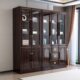新中式 全实木书柜紫金檀木书橱带玻璃门靠墙置物架书房收纳储物柜