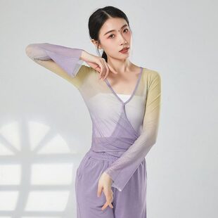 古典舞蹈练功服女上衣身韵渐变中国风民族舞基训服艺考纱衣演出服