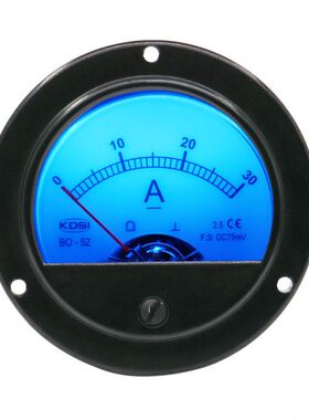 供应 指针式圆形电流表BO-52 DC75mV30A蓝色背光电压12V 电工仪表