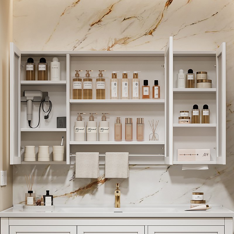 浴室镜柜b智能单独收纳一体柜带插座沥水架毛巾杆卫生间挂墙置物