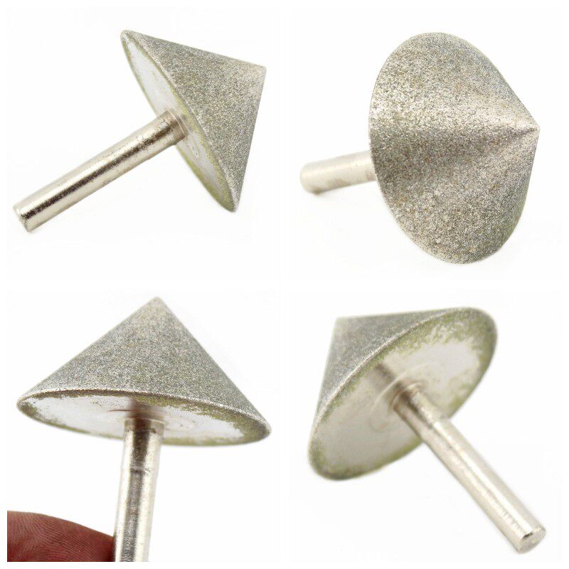 金刚石伞形磨头倒角90度120度150度H磨边玻璃瓷砖铣孔器电镀金刚