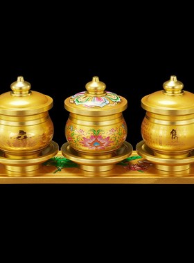 摆款招财莲花合金茶杯圣水杯神台杯家用奉面新件佛堂佛前供桌用品