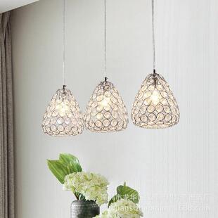 权思照明供应现代简约三头水晶餐吊灯创意时尚餐厅酒吧出口吊灯