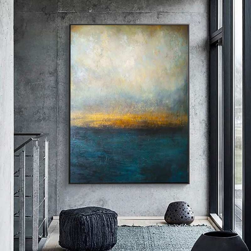 盘古艺术纯手绘油画客厅风格装饰画抽象简约玄关手工挂画个性