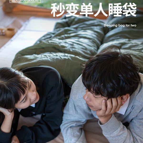 南极人睡袋成人双人户外四季通用款大人露营加厚防寒车载家庭旅行