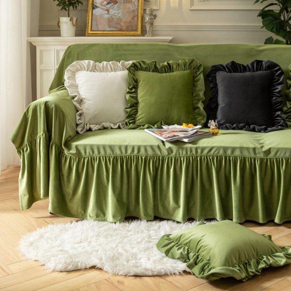 轻奢丝绒全包牛油果色沙发巾套法式毛绒简约复古法式百搭定制盖布,居家布艺,沙发套,淘宝优惠券,粉丝福利购,淘宝优惠卷
