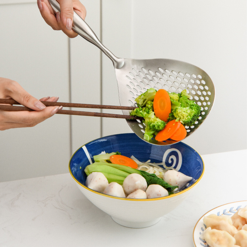 德国森夫304不锈钢捞q面勺厨房家用一体成型漏勺神器长柄煮面网捞