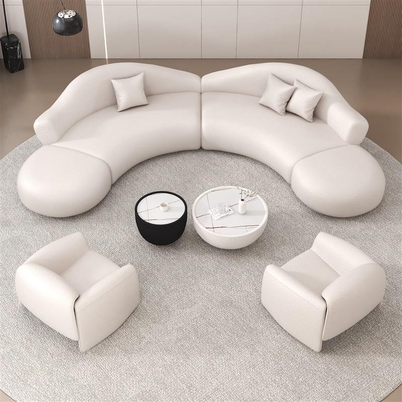 简约风轻奢弧形沙发客厅大坪数酒店大堂美容N院休息区接待洽谈组