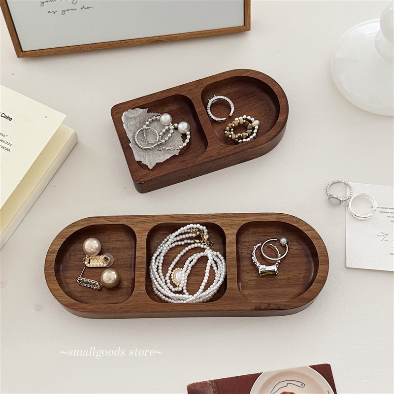 桌面木质首饰戒指托盘卧室梳妆台首饰小托盘多功能杂物收纳盘