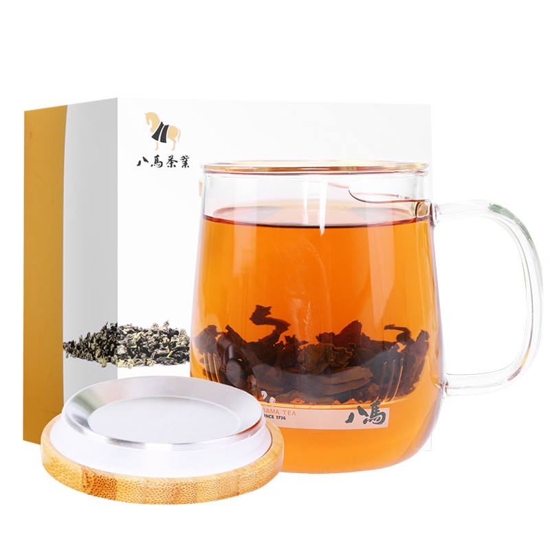 八马茶具 玻璃茶杯带盖过滤泡茶杯 便携办公室水杯茶具杯子