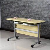 可移动折叠培训桌双人学生课桌拼接会议桌组合长条桌阅览桌侧翻台