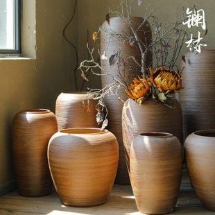 陶瓷花瓶大号大型落地客厅插干花配干枝陶罐复古民宿家居装饰摆件