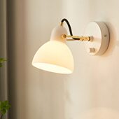 北欧风白玉玻璃壁灯 简约客厅过道卧室床头壁灯 创意可旋转灯个性