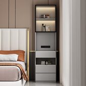 床头柜书柜一体高款 窄现代简约轻奢高级感创意收纳卧室床边置物柜