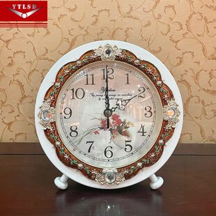 欧式装饰座钟摆件现代客厅创意台钟卧室时尚田园简约静音石英坐钟