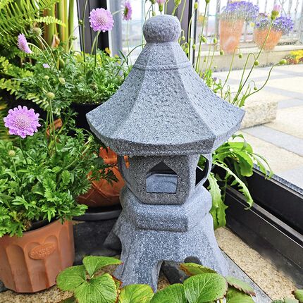 花园庭院阳台园艺装饰品摆件 Zakke红陶风式日灯烛石 仿大理台款