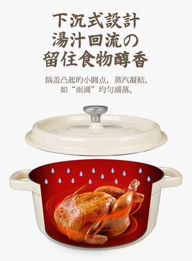 奶油白电琅锅铸铁炖锅汤锅家用磁粘搪瓷砂锅珐不炉燃气灶煮锅