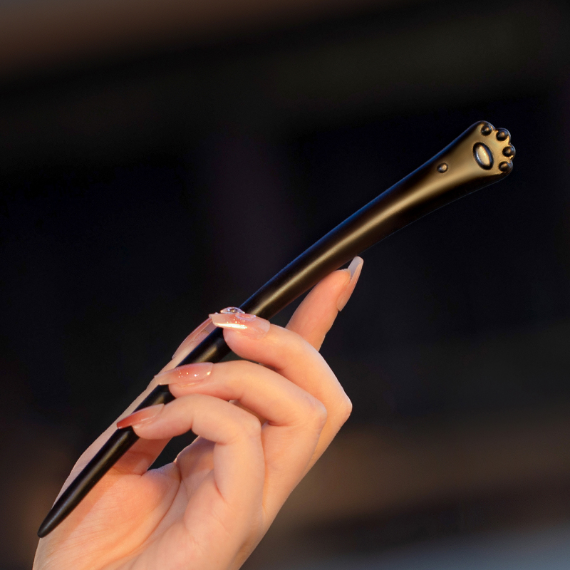 檀木发簪古风新中式发詹木质v日常盘发高级感发钗簪子简约现代木