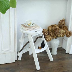 森得源实木折叠凳子花园置物架欧式 复古梯子做旧庭院多肉花架摆台