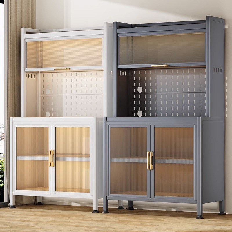 上翻门餐边柜洞洞板厨房置物x架多层落地餐边收纳柜子储物橱柜锅