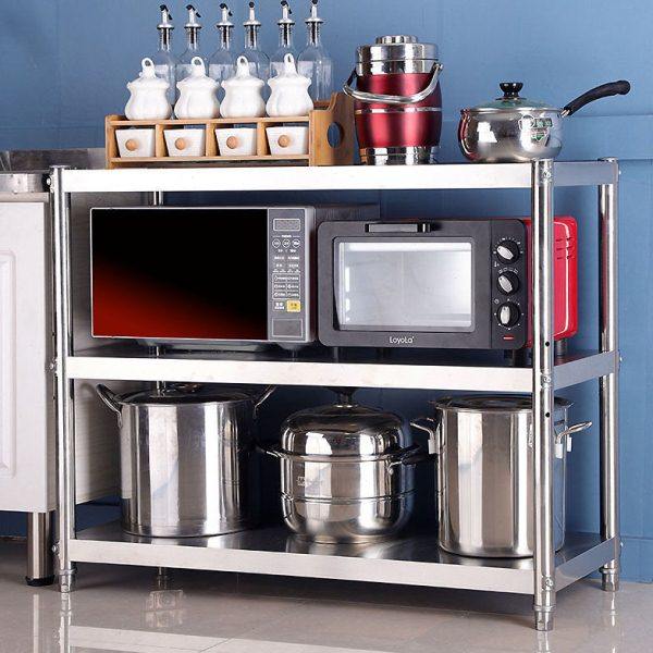 厨房三层不锈钢置物架防锈可调节微波炉架多功能烤箱架落地收塘祥,厨房/烹饪用具,微波炉置物架,淘宝优惠券,粉丝福利购,淘宝优惠卷