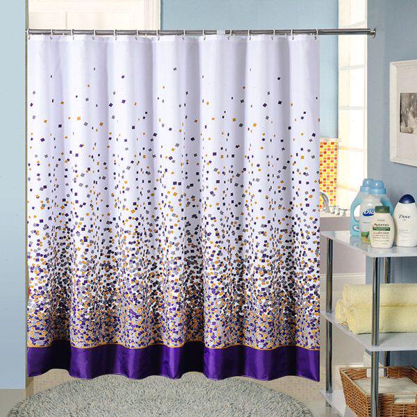 门帘涤纶窗帘背景墙布洗澡防水雨布装饰布遮挡帘卫生间浴帘紫方格