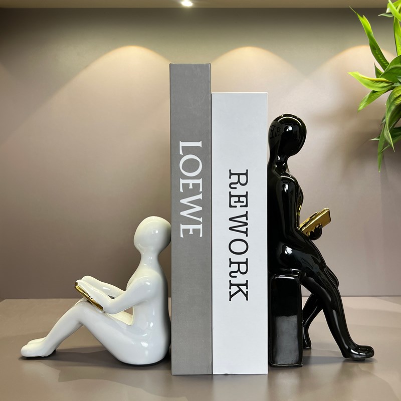 轻奢创意人物书档书靠摆件书房书架假书办公室客厅酒X柜家居装饰