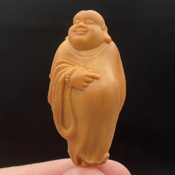 核雕精品橄榄雕刻自在大肚弥勒单籽老油核精雕弥勒佛手机挂件文玩