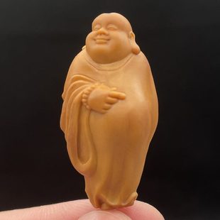 核雕精品橄榄雕刻自在大肚弥勒单籽老油核精雕弥勒佛手机挂件文玩