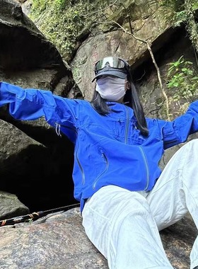 Lalamuly防水防风硬壳冲锋衣户外运动登山腋下拉链男女外套雪山